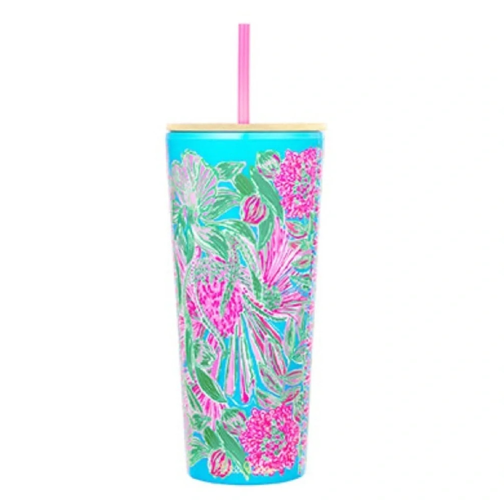 LILLY PULITZER Coming in Hot Tumbler‎ with Straw 24oz.
